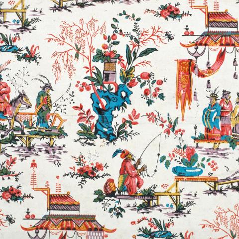 Envie d'Asie | Manufacture Réveillon, Paris - 1786 - Ce motif de papier peint reprend le dessin d'une toile imprimée par la manufacture Oberkampf de Jouy